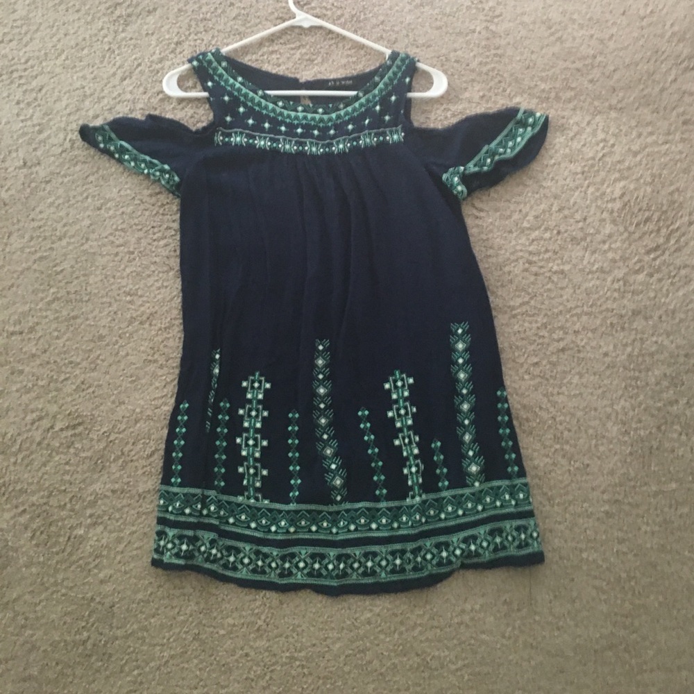 Navy Blue Cold Shoulder Tunic Dress